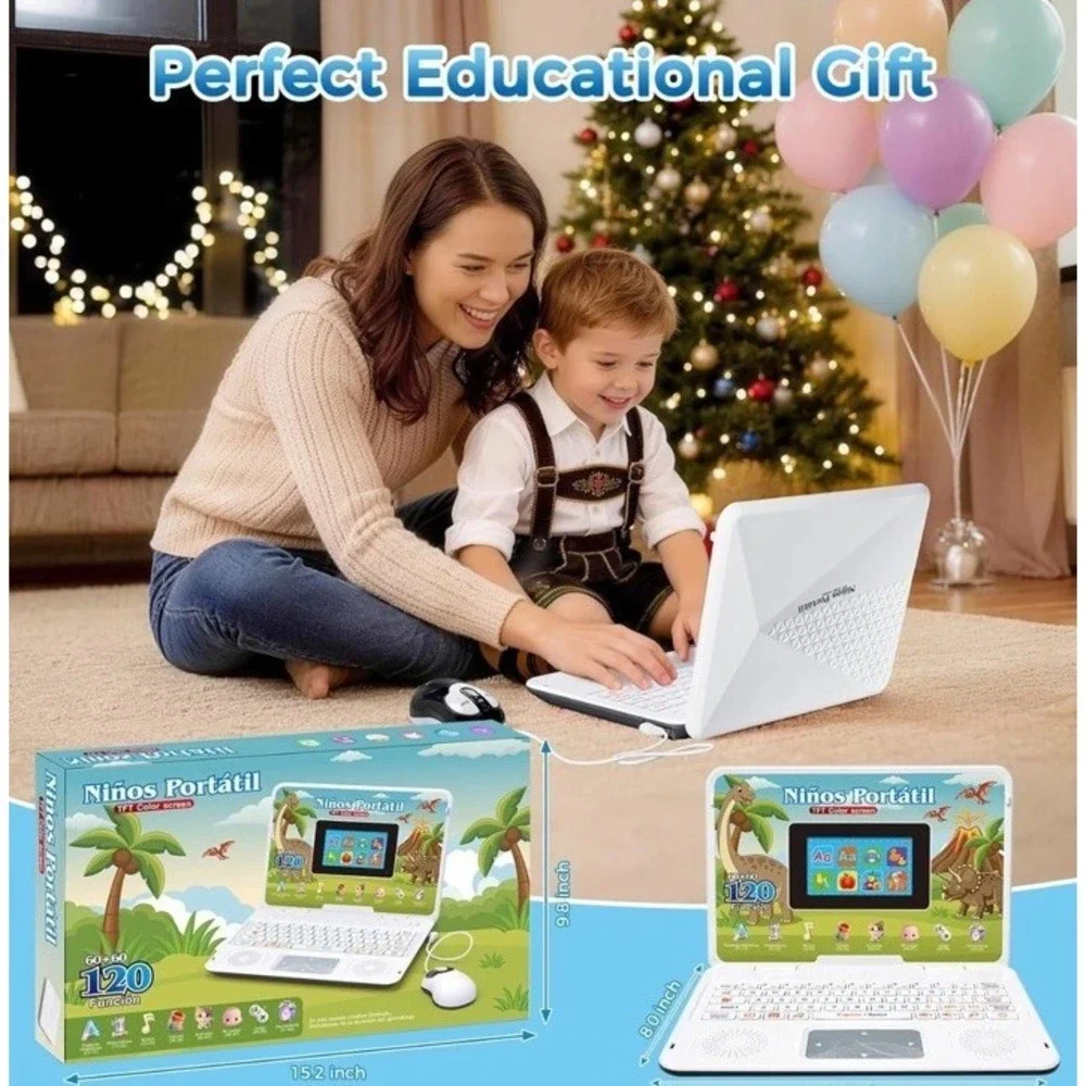 (21)Bilingual and Educational Laptop Spanish/English, 120 Learning Color Screen
